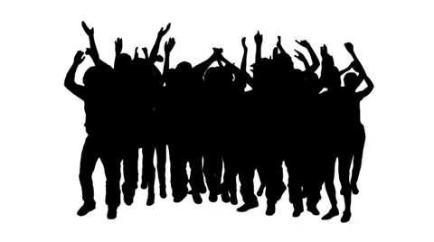 Crowd silhouettes. Full length. Stock Footage 32533012