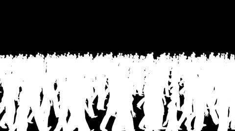 Crowd silhouettes walking, camera fly over 스톡 동영상 8945126