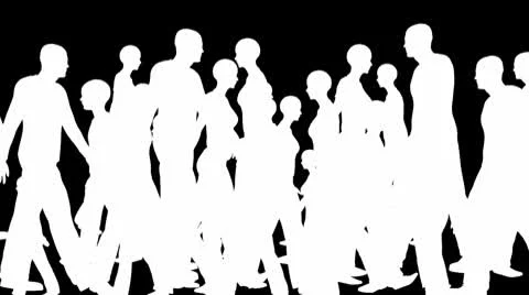 Crowd silhouettes walking, seamless loop Stock Footage 10751826