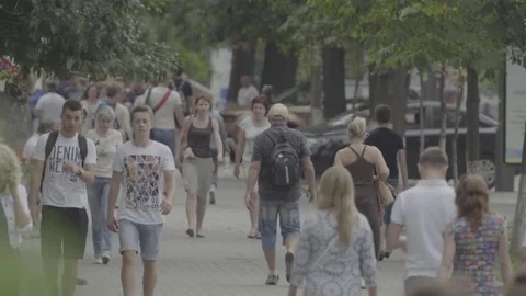 Crowd. Slow motion. Crowded street. People in the crowd. Stock Footage