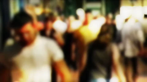 Crowd slow motion, lens bokeh Stock Footage 1090359