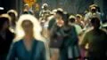 Crowd slow motion unrecognizable pedestrians anonymous people walking day NYC HD Footage