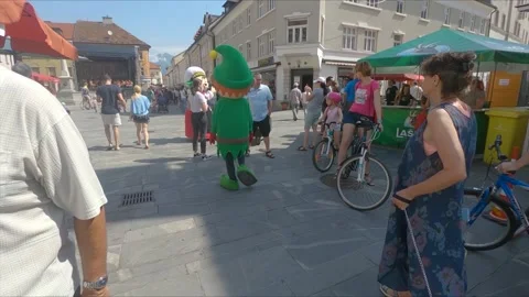 Crowd in small medieval town Kranj, Slovenia Stock Footage 152580658