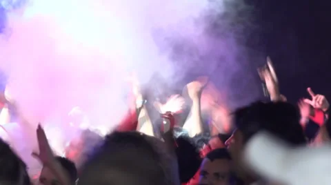 Crowd in smoke Stock Footage 27875810