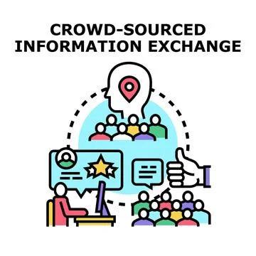 Crowd sourced information exchange concept vector icon Illustrazione stock