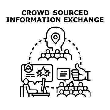 Crowd sourced information exchange concept vector icon Stock Illustration