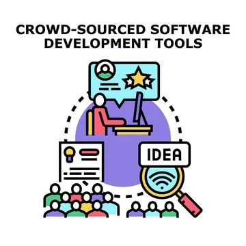 Crowd sourced software development tools and collaboration process Ilustração Stock