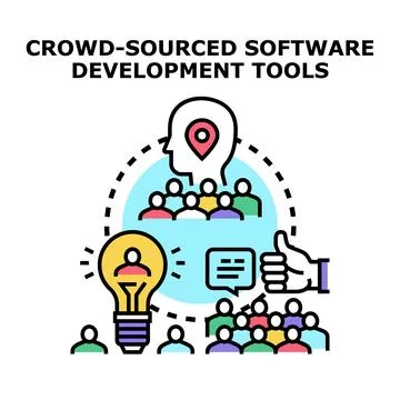 Crowd sourced software development tools concept illustration Stock Illustration