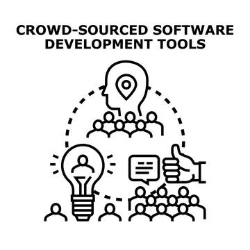 Crowd sourced software development tools concept illustration Stock Illustration