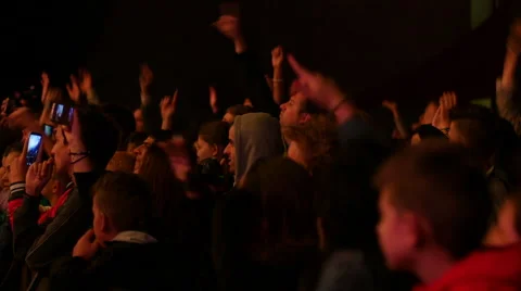 Crowd spectators cheerfully jumping clap... | Stock Video | Pond5