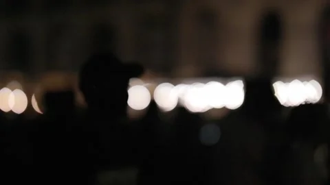 Crowd of spectators gathered in Lisbon watching a football championship match Video stock 339002863