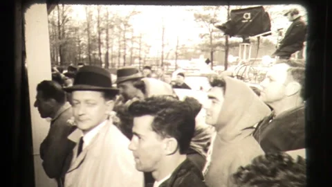 Crowd of Spectators Outside Courthouse to Watch Convict At Trial Stock Footage 130738305