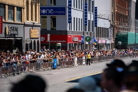 Crowd of spectators waiting for Pride Parade. Toronto, Canada - June 28, 2026. 库存照片