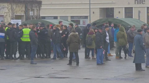 Crowd on a Square Opole Poland Atlantic Resolve Operation Military Vehicles and Stock Footage 61210141