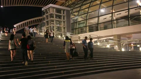 Crowd on Stairway fast run Stock Footage 10820135