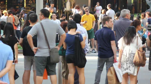 Crowd a street crossing Video stock 24851137