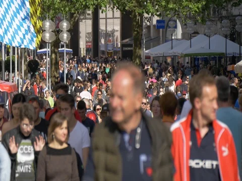 Crowd street in munich germany Video stock 75951585