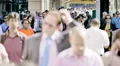 Crowd street pedestrians people walk New York City Financial District NYC HD Footage