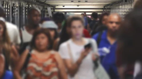 Crowd Subway Station Walking Commuters Travel Lifestyle New York City Footage Stock-Footage 60616420