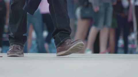 Crowd in Super Slow Motion - Close Up of Feet, Walking 150fps HD Stock Footage 52352859