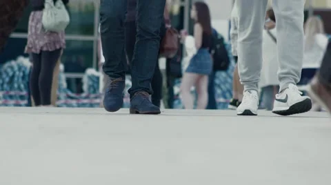 Crowd in Super Slow Motion - Close Up of Feet, Walking 150fps HD 2 Stock Footage 52354341