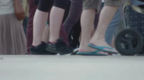 Crowd in Super Slow Motion - Close Up of Feet, Walking 150fps HD 2 Stock Footage 52355476