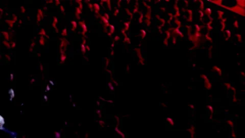 Crowd surfing mosh pit at heavy metal show. Slam dancing and pushing on the floo Stock Footage 332074053