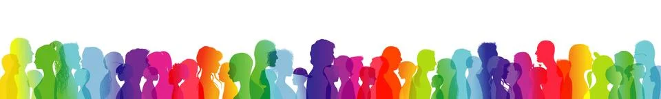 Crowd talking. Dialogue between people of different ages and ethnic groups Stock Illustration