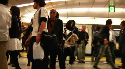 Crowd Tokyo Subway SlowMotion 60fps 18 Stock-Footage 10620085
