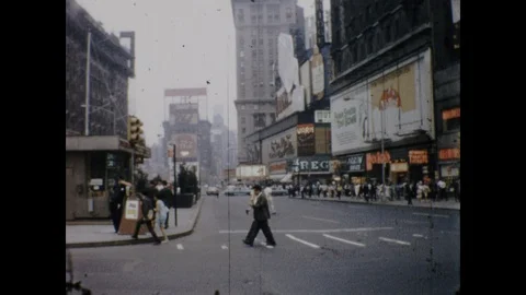 Crowd of Tourist People Visit Times Square New York City Vintage Film Home Movie Stock Footage 103202785