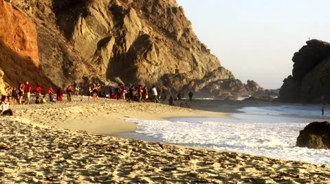 Crowd of tourists enjoying sunset Stock Footage 43238063