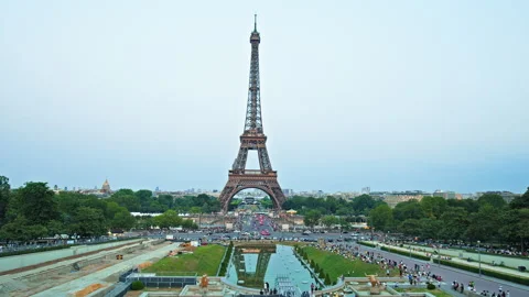 A crowd of tourists visiting the famous Tower in Paris, France. Stock Footage 245458668