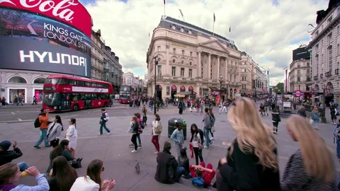 CROWD TRAFFIC JUNCTION COVENTRY STREET LONDON Stock Footage 72976158