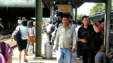 Crowd at The Train Station Stock Footage 10830749