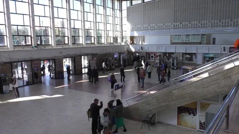 Crowd at the train station Stock Footage 90815126