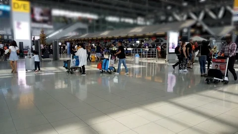 Crowd traveler at the Airport area Stock Footage