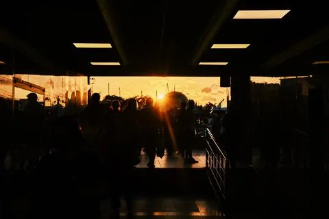Crowd in the Tunnel 스톡 사진