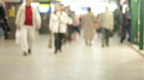 Crowd in underground tunnel Stock Footage 871497