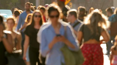 Crowd unrecognizable pedestrians anonymous people walking day New York City NYC Stock Footage