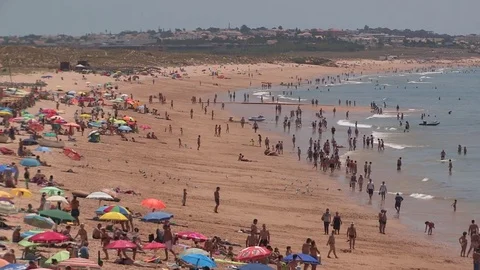 Crowd Vacation People Beach Stock Footage 72977387