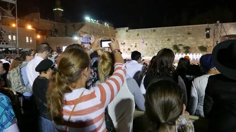 Crowd View Event at Western Wall Stock Footage 53821531