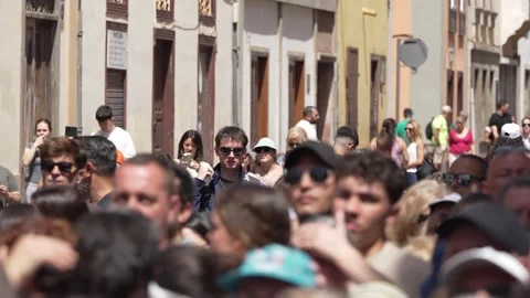 Crowd Waiting Behind Security Barriers for Papal Convoy Stock Footage 342298961