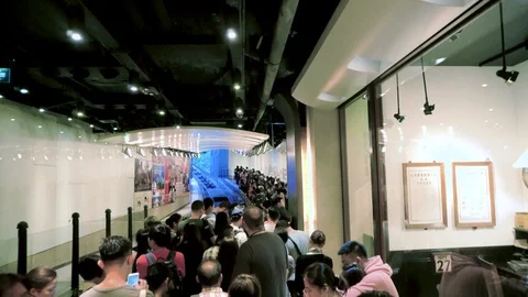 Crowd Waiting Indoors at Train Station Stock Footage 92051931