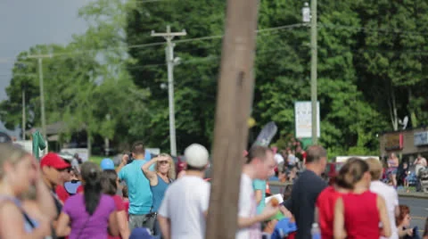 Crowd Waiting For Parade Stock Footage 26113721