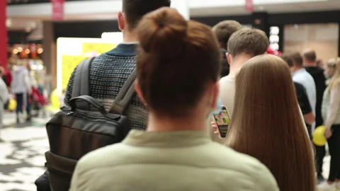 Crowd waiting, Queue people, line indoor, Stock Footage 297071611