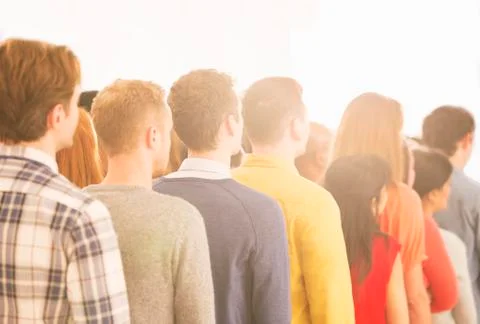 Crowd waiting in queue Stock Photos