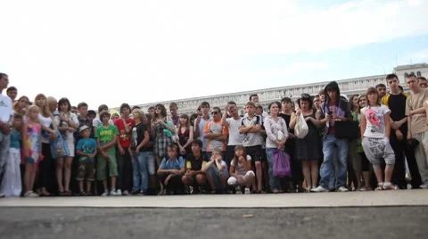 Crowd waiting for something (editorial) Stock Footage 7752000