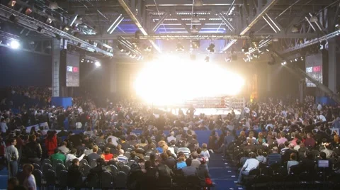 Crowd waits for fight between Batu Khasikov and Albert Kraus to begin Stock Footage 2361398