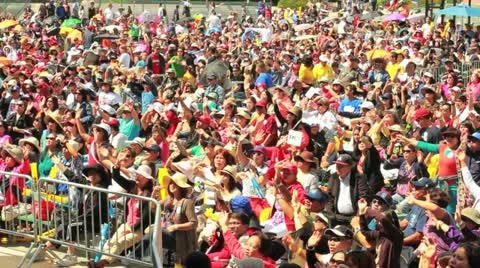 Crowd Waiving Stock Footage 21188169
