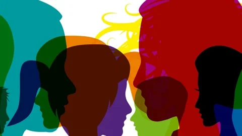 Crowd walking and crossing. Workers group, people in transparency. 2D animati Stock Footage 138396927